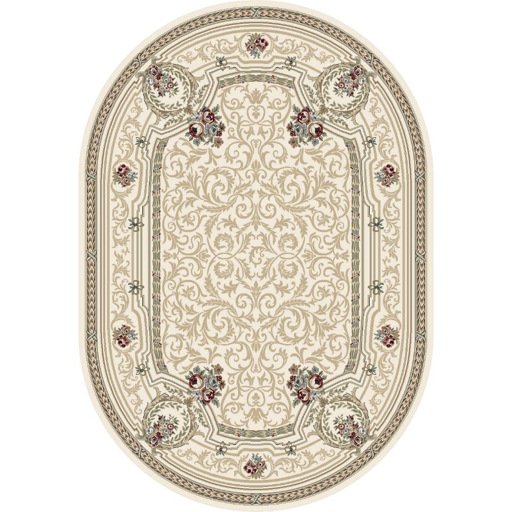 Dynamic Rugs 57091-6464 Ancient Garden 5.3 Ft. X 7.7 Ft. Oval Rug in Ivory